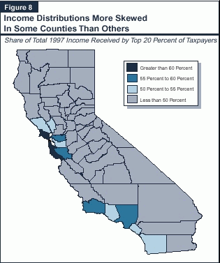 Figure 8 county-level map of California income concentration
